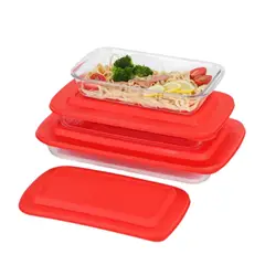 PENTHA - Fuente Bandeja de Vidrio Templado con Tapa 6 Piezas