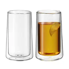 INSPIRA - Set de 2 Vasos Alto Doble Pared de Vidrio 350 ml