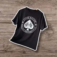 GENERICO - Polo De Moto Cafe Racer Camiseta Algodon Burnout Peru Negro