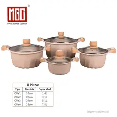 OEM - JUEGO DE OLLAS MGC DE 8 PIEZAS ROCA VOLCANICA BEIGE