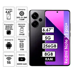 XIAOMI - Celular Redmi Note 13 PRO PLUS 5G 8GB RAM 256GB NEGRO