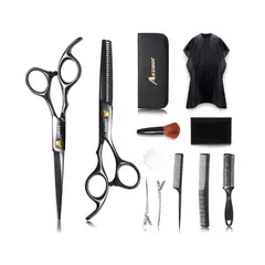 GENERICO - Kit Tijeras Corte Profesional Salon 12 Piezas Acero Inox