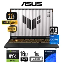 ASUS - LAPTOP TUF GAMING F16 INTEL CORE i7-14650HX RAM 16GB SSD 1TBRTX 5050 8GB 16" FHD WIN 11 PRO