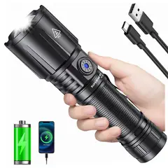 SUPER - Linterna Táctica 36W con Powerbank y Zoom Telescópico Alta Potencia