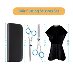 GENERICO - Kit set tijeras peines 15 piezas de Acero Inox Incluye bolso transportador