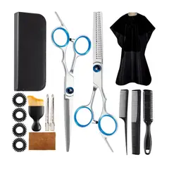 GENERICO - Kit tijeras peines 15 piezas de Acero Inox Incluye bolso transportador