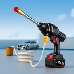 GENERICO - Pistola de Agua Inalambrica - Hidrolavadora Batería 120v Reales