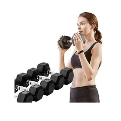 GENERICO - Set De Pesas Mancuernas Hexagonal Metal Cromado X2 5Kg