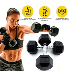 GENERICO - Set De Pesas Mancuernas Hexagonal Metal Cromado X2 175Kg