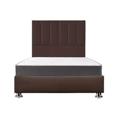 MUEBLES MACRUMO - Combo Cama tapizada Deco - Queen Marrón + Colchón semiortopédico