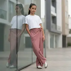 PREMIUM - Pantalón Palazzo Niña Lazo - Palo Rosa