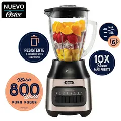 OSTER - Licuadora 800W Vaso Vidrio 6 Velocidades BLSTPEG-NPB