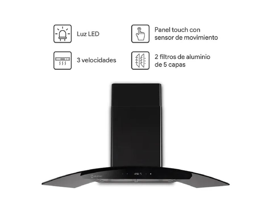 Campana Extractora CEDM-905V 89.5 cm Negro