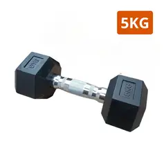 OEM - Mancuerna Pesa Hexagonal Cromada y de Caucho 5 Kg