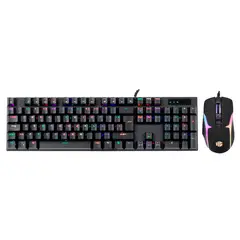 HALION - Kit Gamer Damon HA-863C Black con Teclado Mecánico RGB y Mouse