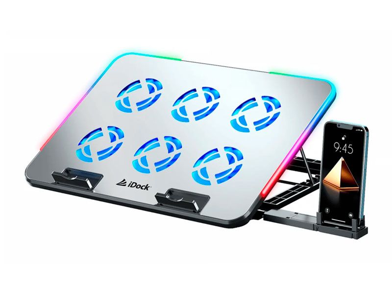 Cooler N8 Quantum para Laptop RGB 6 Ventiladores