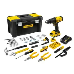 STANLEY - Kit Taladro Percutor 20V + 1 batería + Caja + 119Pzs