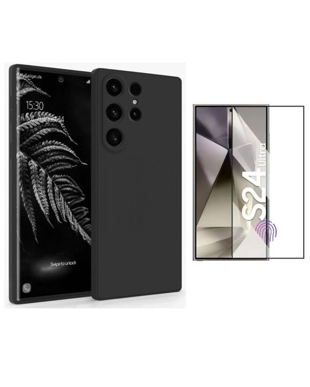 SILICONA PARA SAMSUNG S24 ULTRA+MICA DE VIDRIO COMPLETO QUE LEE HUELLA