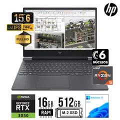 HP - LAPTOP VICTUS GAMING 15-FB2002LA R5-8645HS RAM 16GB SSD 512GB RTX 3050 6GB 15.6" FHD WIN 11 HOME