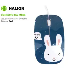 HALION - Mouse Alambrico CONEJITO HA-M853 USB DPI 1000