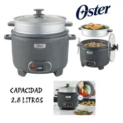 OSTER - Olla Arrocera 15 Tazas 3 en 1 Función de Sofrito Vaporera Gris