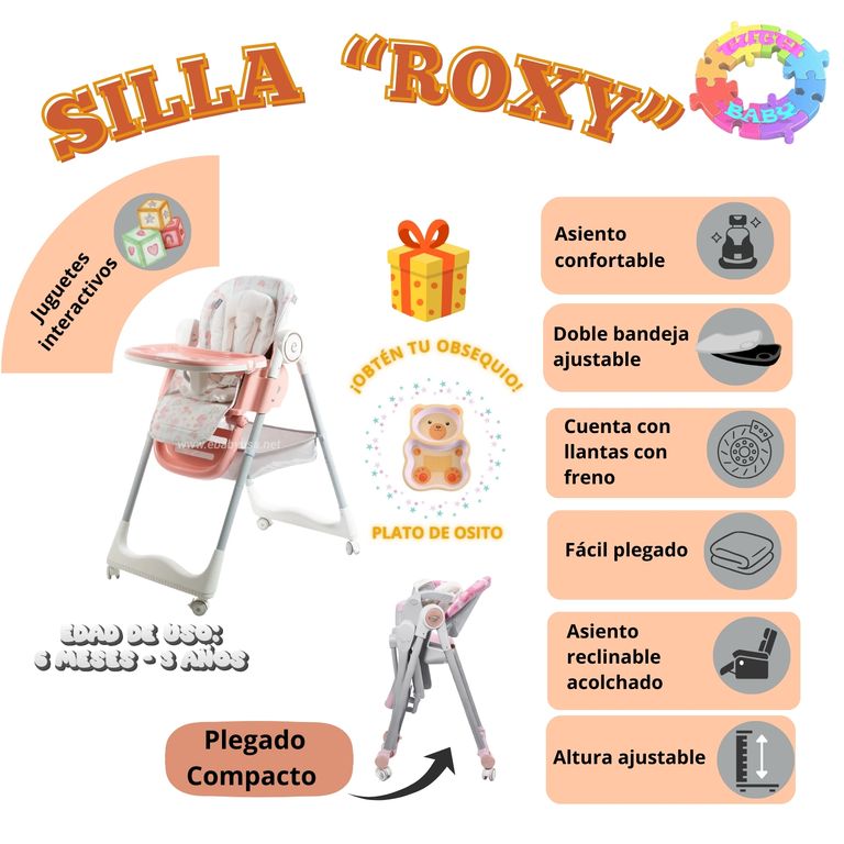 SILLA DE COMER ROXY PLEGABLE EXTRA ACOLCHADO - MELON