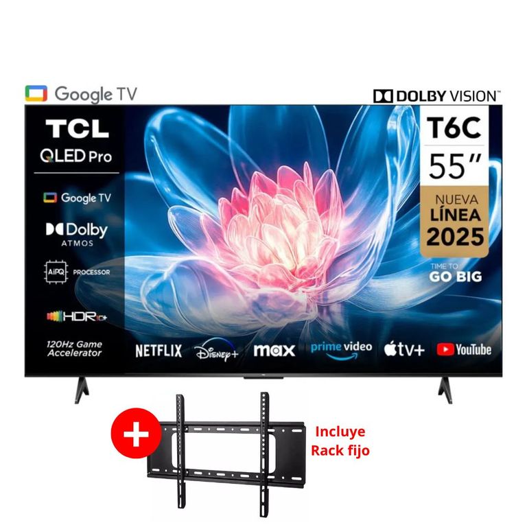 Televisor Smart TV 55 Classic QLED 4K 55T6C + Rack Fijo