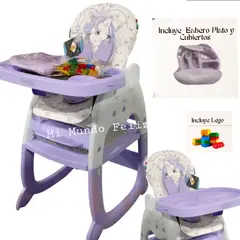 BAMBINO - Silla de comer para Bebe Escritorio con Accesorios Purples