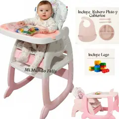 BAMBINO - Silla de Comer para Bebe Escritorio con Accesorios Rosadito