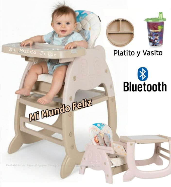 Silla de comer para Bebe Escritorio con Accesorios Beige