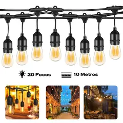 GENERICO - Luces Guirnalda Foco Vintage Con Corriente 220V 10M 20 Focos