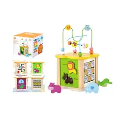 GENERICO - Cubo Safari Montessori de Madera con Laberinto para Bebé