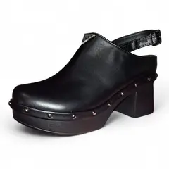 GENERICO - Sandalia Mujer Yomar Err. Precio Adornos Plateados Taco 7 Negro