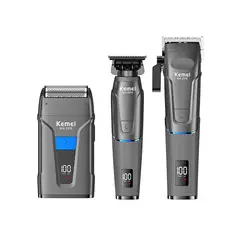KEMEI - Kit Combo Barberia Profesional 2375 Pantalla Digital