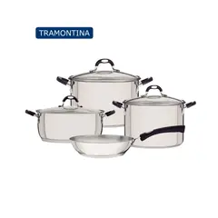 TRAMONTINA - Juego de Ollas Astro Silicone x7Pzas AInox OH20+O30+OA24+S24
