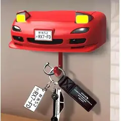 GENERICO - PORTA LLAVES DE PARED ORGANIZADOR FORMA AUTO ROJO CON LUCES