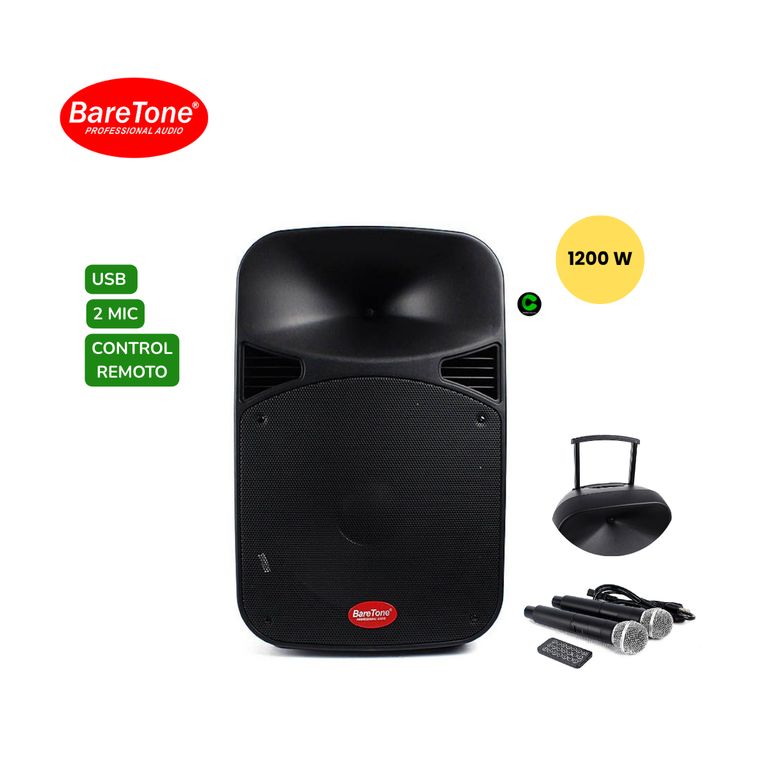Parlante activo 15 MAX-15MHWR MIC 2UHF 1200W