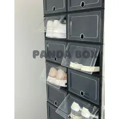 GENERICO - Set x 24 Cajas Apilables Protectoras de Zapatos - Negro