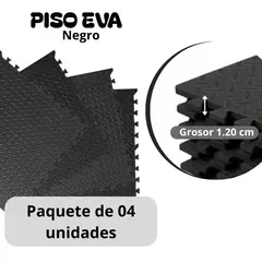 GENERICO - Piso de Goma EVA NEGRO de 60 cm x 60 cm x 1.20 cm - 04 unid.