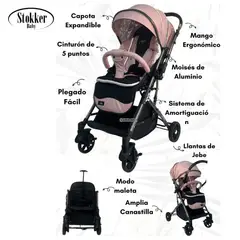 STOKKER BABY - Coche Maleta Plegable -MODRIC- Rosado