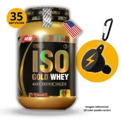 LEVEL PRO - ISOGOLDWHEY DE 1kg CHOCOLATE CON PORTASUPLES - PROTEÍNA ISOLATADA