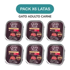 GRAN PLUS - Pack x6 Paté Gourmet para Gato Adulto Carne 100g