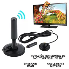 GENERICO - Antena de televisión HDTV Señal digital HD Con Base de Imán