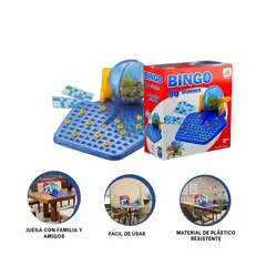 RYBIU IMPORT - Pack2 Juego de Mesa de Bingo Color Celeste Y+Ligas de Regalo