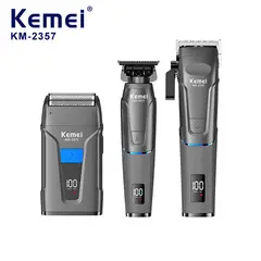 KEMEI - Combo Km-2375 Trimmer Clipper Y Shaver Pantalla Led