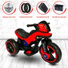 POLICE - Trimoto a Batería MP3 VOYAGE «POLICE» Red