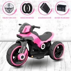 POLICE - Trimoto a Batería MP3 VOYAGE «POLICE» Pink