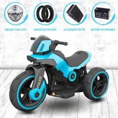 POLICE - Trimoto a Batería MP3 VOYAGE «POLICE» Light Blue