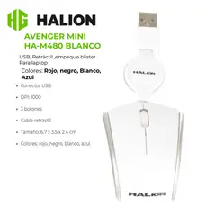 HALION - Mini Mouse Alambrico AVENGER HA-M480