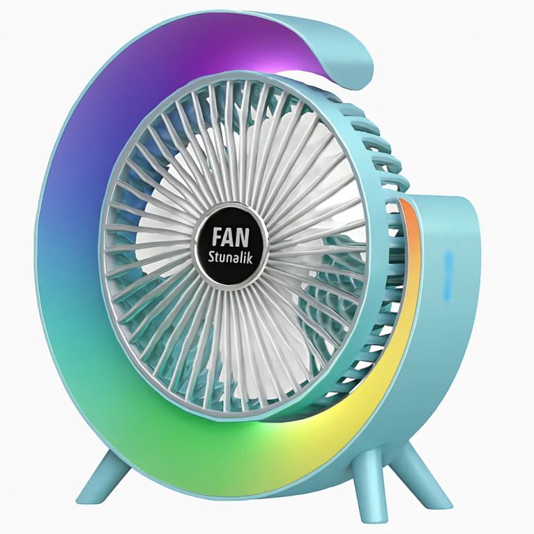 Ventilador Portátil De Escritorio Con Luz Rgb